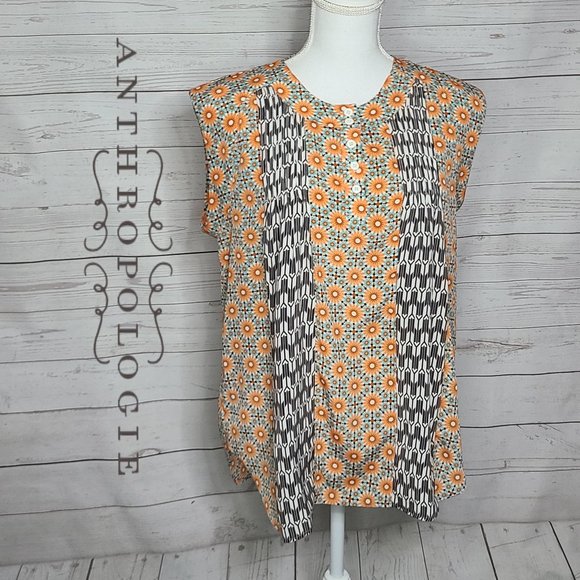 Anthropologie Tops - Anthropologie Porridge Sunflower Pop Art Sleeveless Blouse